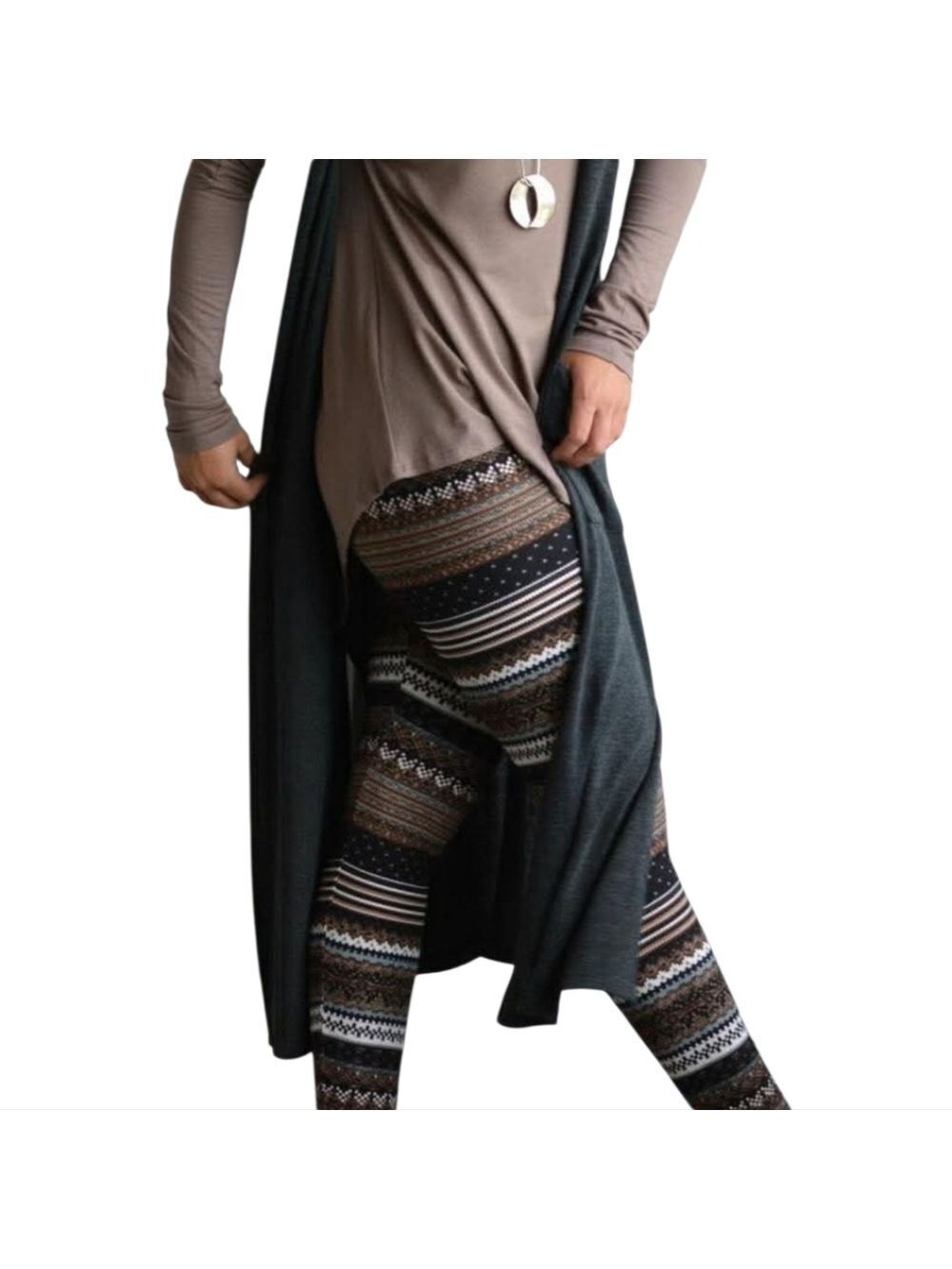LEGGINGS DEPOT Fair Isle Brown Leggings Extra Plus Size 18 NWT